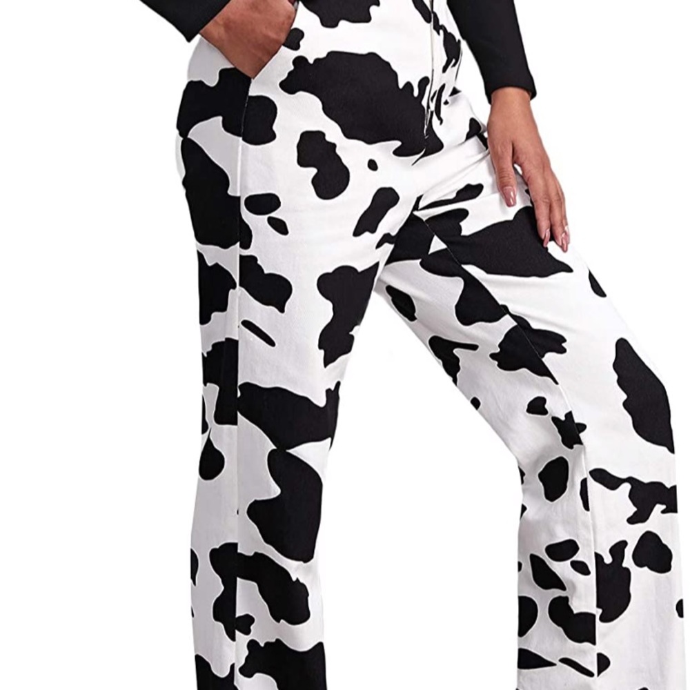 High Waisted Cow Print Pants